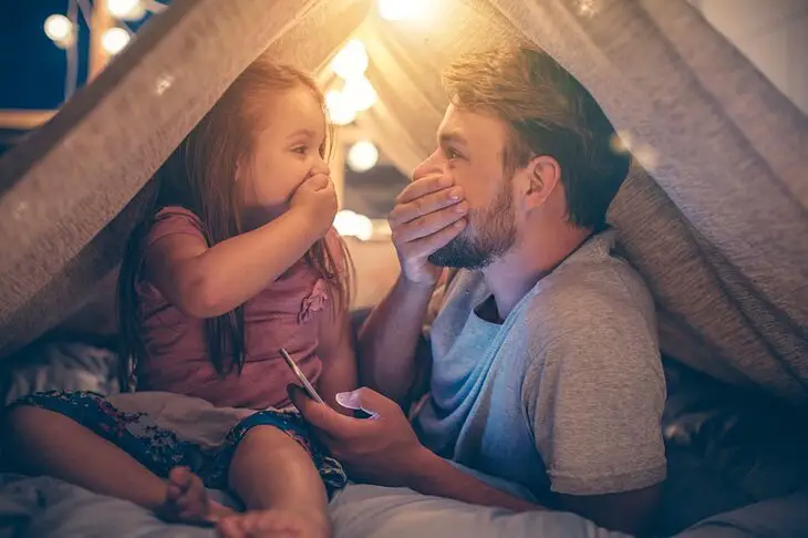 Night Camping Father And Daughter